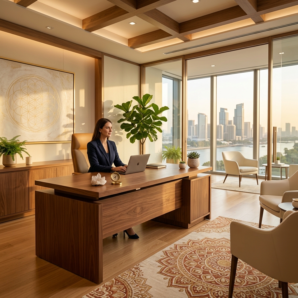 A modern, high-productivity office space designed using Vastu Shastra principles